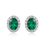 Women Studs Earrings Lab Grown Emerald Earrings