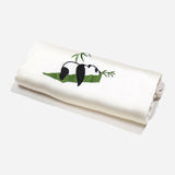 Hand-Embroidered Handkerchief Silk Handkerchief, Panda Bamboo Relaxtime