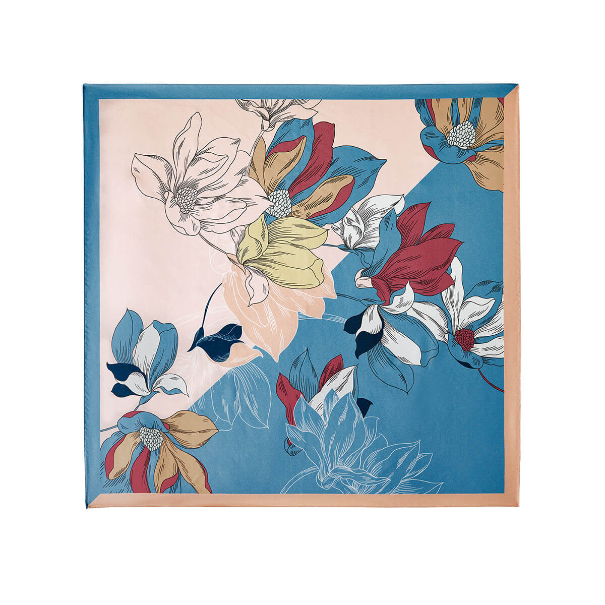 Designer Silk Scarf Neck Scarf, Blue Magnolia