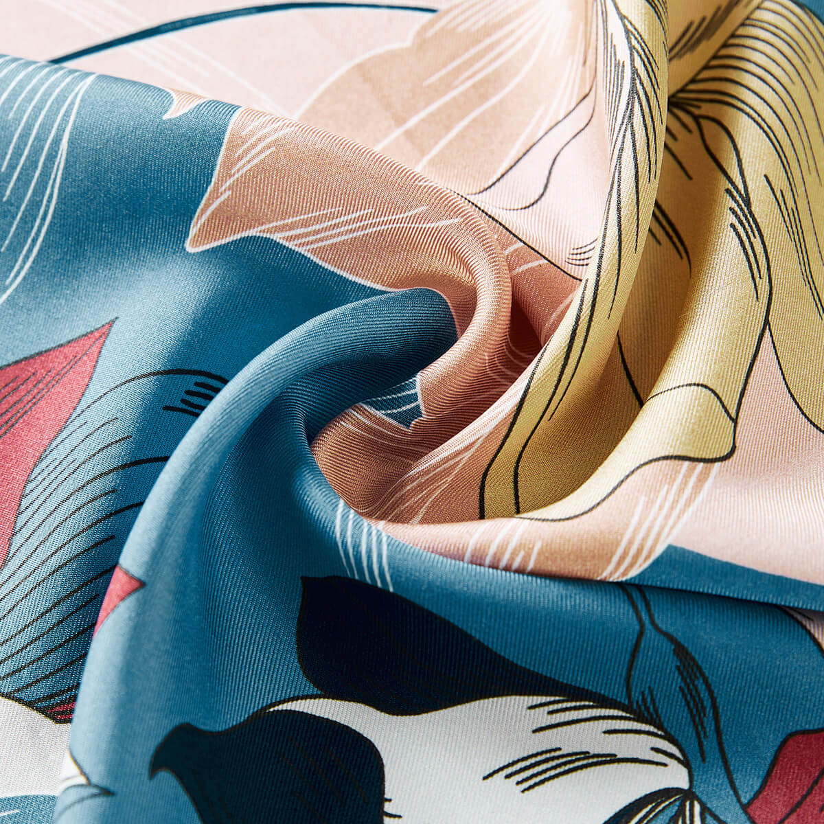 Designer Silk Scarf Neck Scarf, Blue Magnolia
