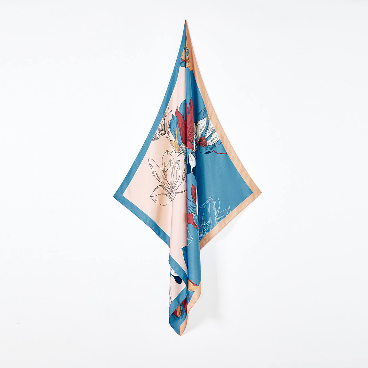 Designer Silk Scarf Neck Scarf, Blue Magnolia