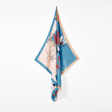 Designer Silk Scarf Neck Scarf, Blue Magnolia