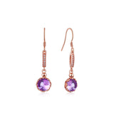 Elegant silver amethyst dangle earrings on white background