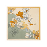 Floral Silk Head Scarf Square, Green Magnolia