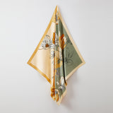 Floral Silk Head Scarf Square, Green Magnolia