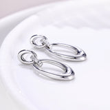 Sterling Silver Earrings Drop Oval