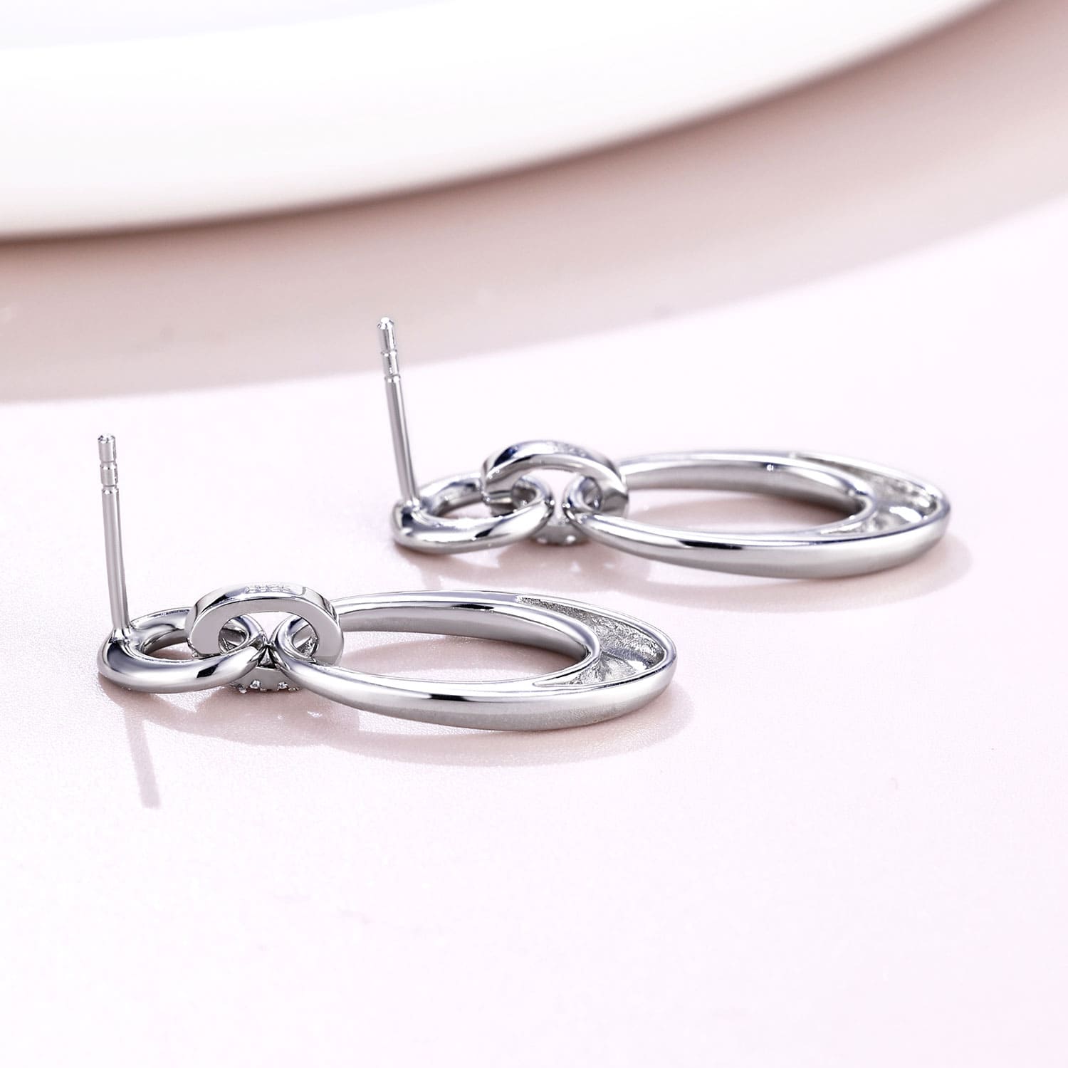 Sterling Silver Earrings Drop Oval