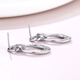 Sterling Silver Earrings Drop Oval