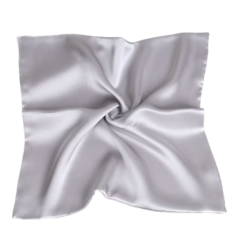 Double Sided Pure Mulberry Silk Pocket Squares, Silver Gray