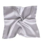 Double Sided Pure Mulberry Silk Pocket Squares, Silver Gray