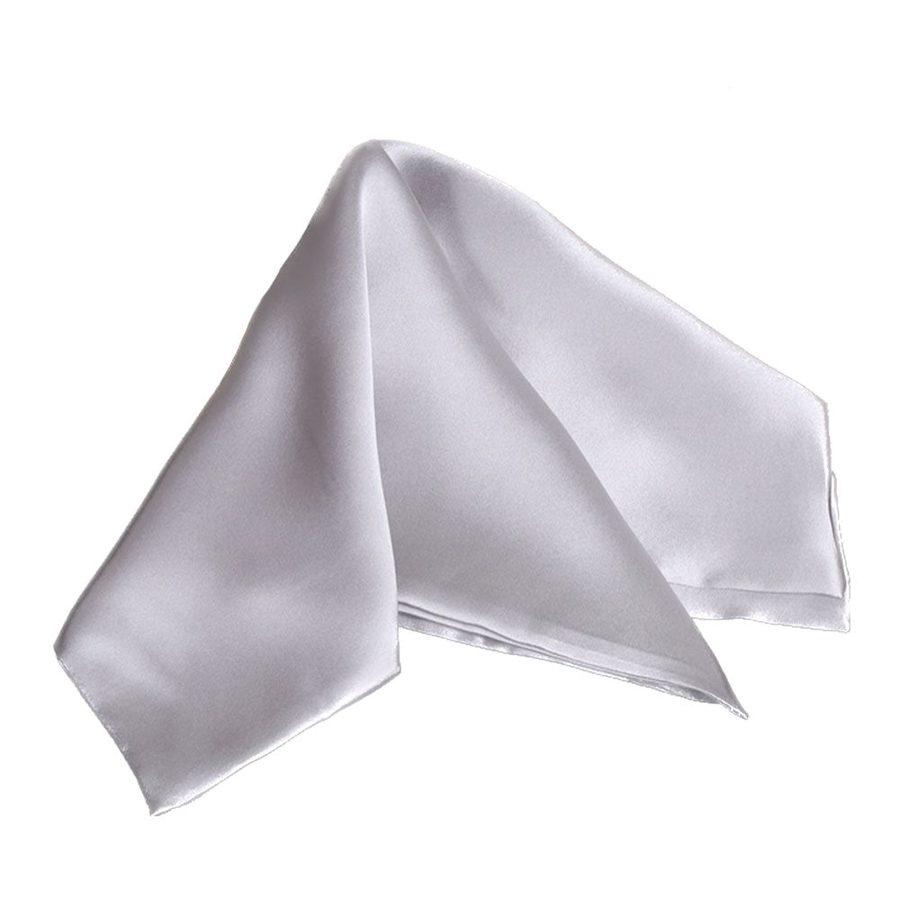 Double Sided Pure Mulberry Silk Pocket Squares, Silver Gray