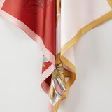 Silk Scarf Square Neck Scarf, Red Magnolia