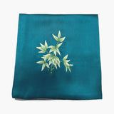 Suzhou Hand-Embroidered Silk Pocket Square, Bamboo Peacock Blue