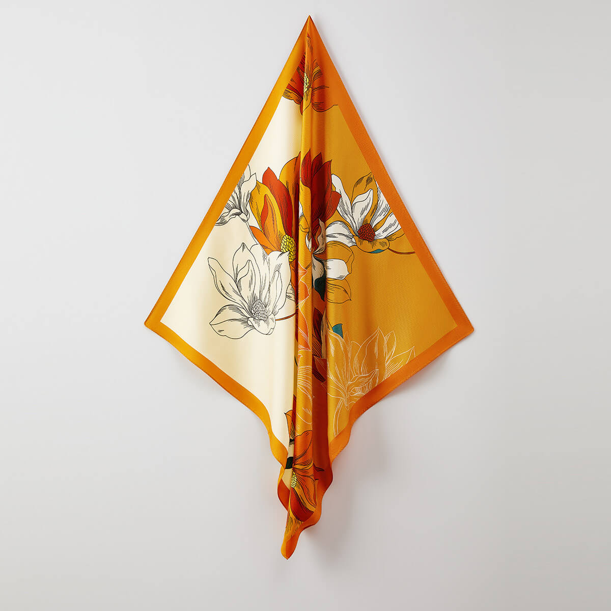 Designer Silk Scarf Head Scarf Square, Vibrant Magnolia