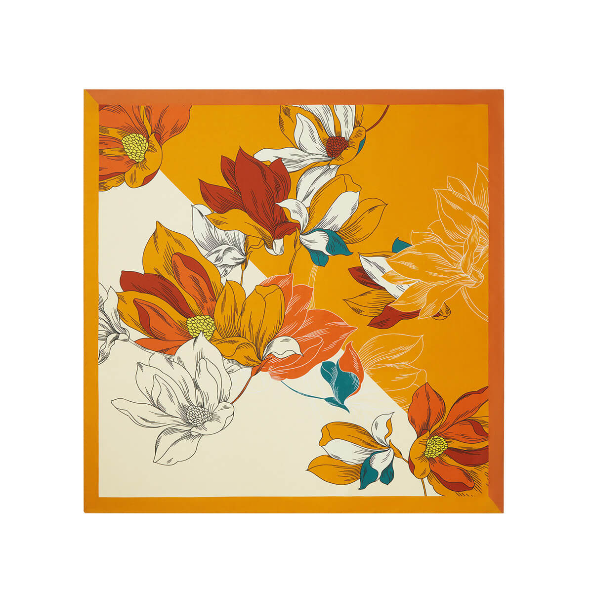 Designer Silk Scarf Head Scarf Square, Vibrant Magnolia