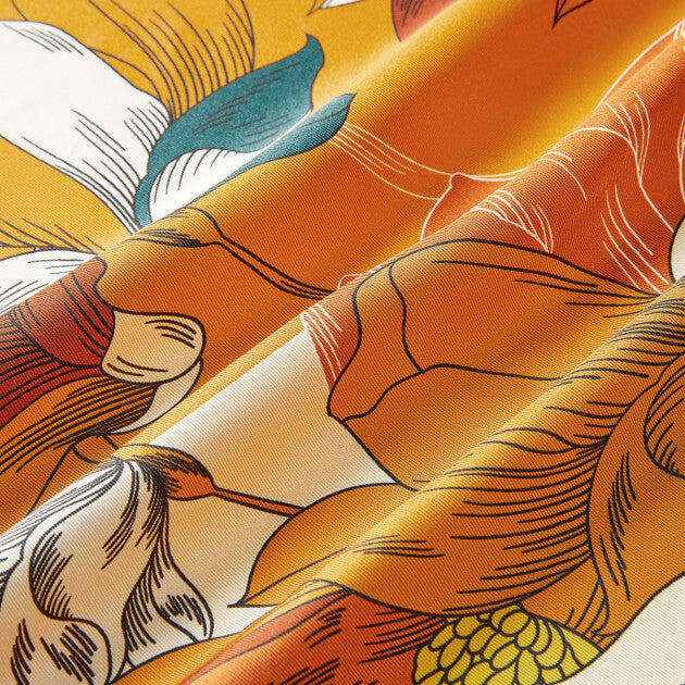 Designer Silk Scarf Head Scarf Square, Vibrant Magnolia