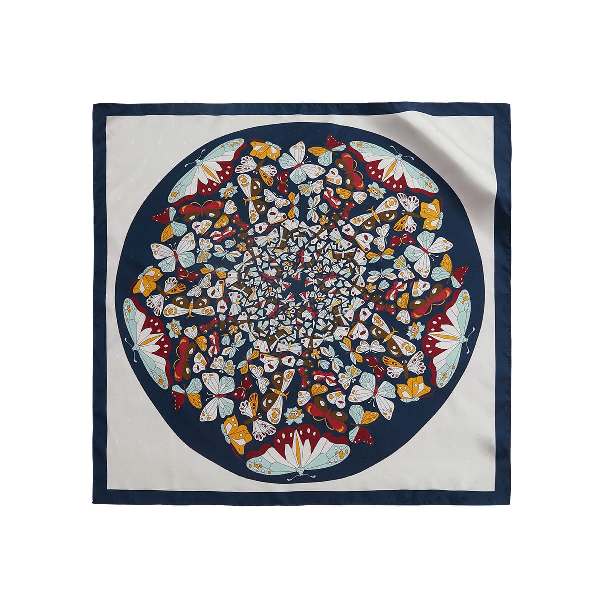 Pure Mulberry Silk Scarf Wensli Silk Scarf Square, Butterfly Navy Blue