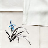 Hand-Embroidered Silk Handkerchief, Blue Junzi Orchid