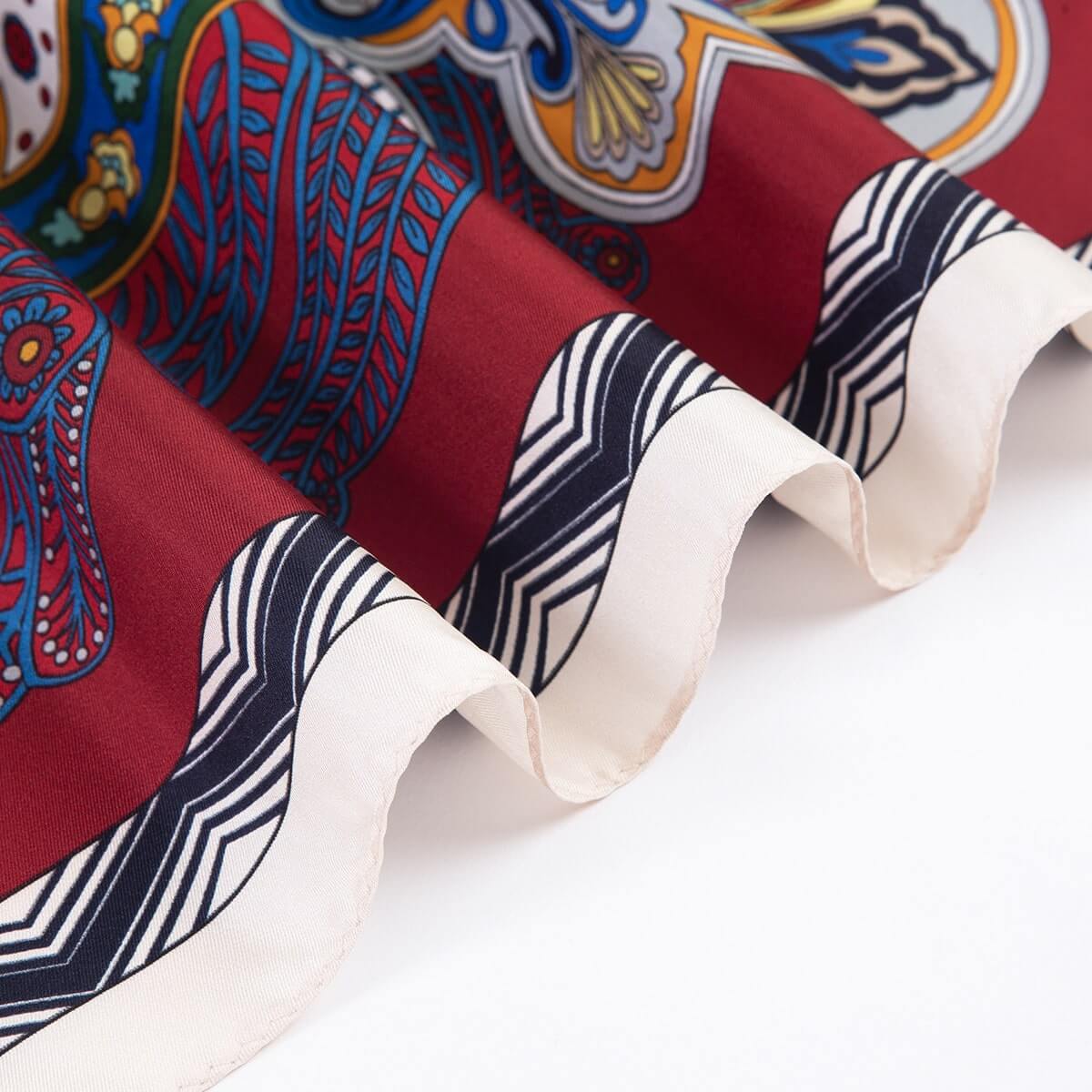 Women Silk Scarf Silk Neck Scarf Square, Paisley Fantasy Floral Red