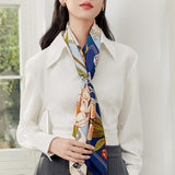 100% Silk Scarf, Flourishing Blossom Blue