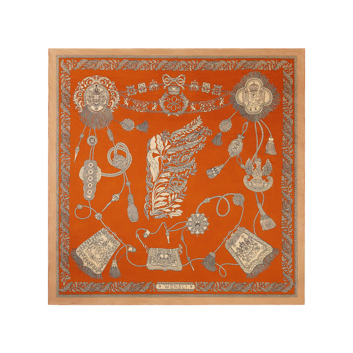 Designer Silk Scarf Large Square 105, Floral Imprint