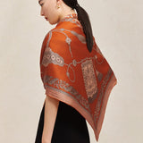 Designer Silk Scarf Large Square 105, Floral Imprint