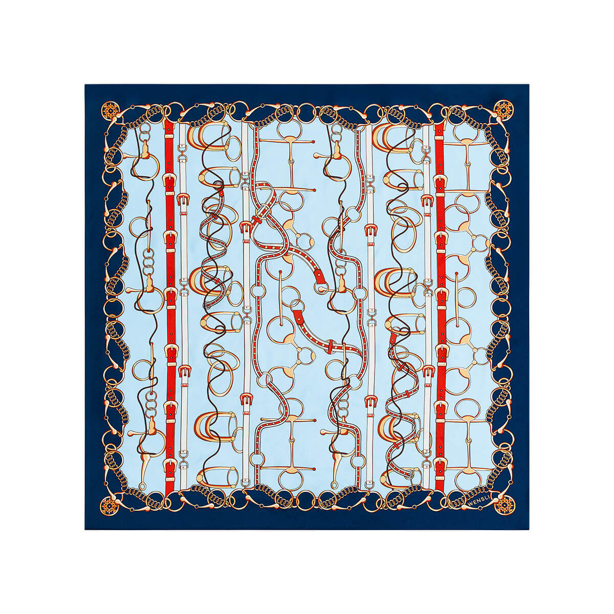 100% Silk Scarf Square 63, Link Blue