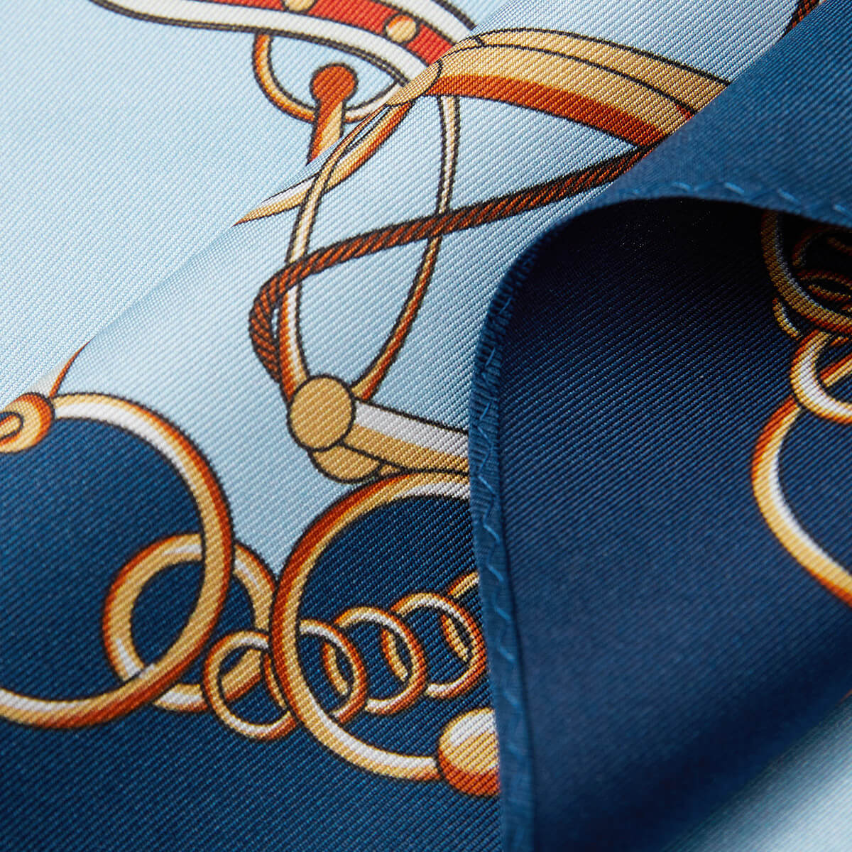 100% Silk Scarf Square 63, Link Blue