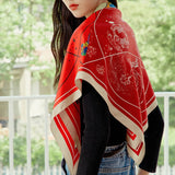 Pure Silk Scarf for Women, Astronomy Red