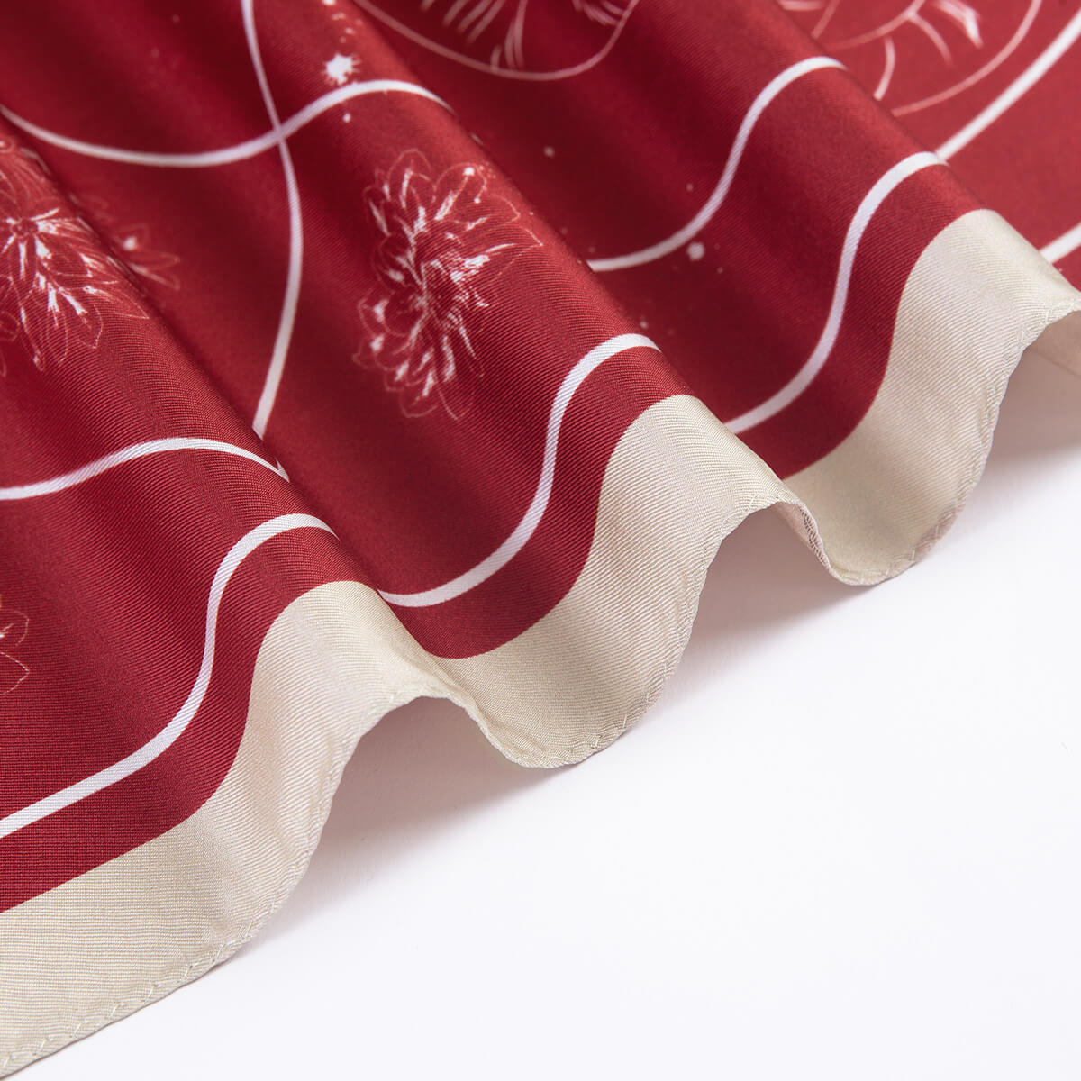 Pure Silk Scarf for Women, Astronomy Red