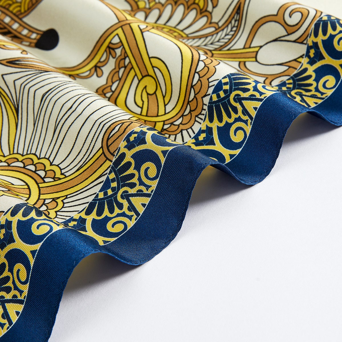 100% Silk Mulberry Silk Scarf Square, Dunhuang Gold