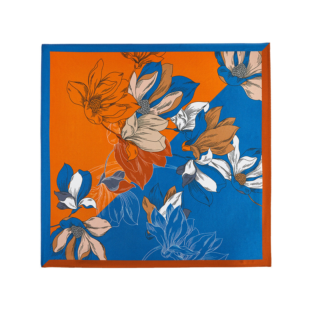 100% Silk Mulberry Silk Scarf Square, Magnolia Flower (Copy2)