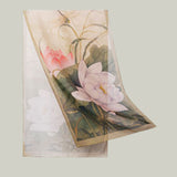 Silk Chiffon Shawls Scarf Long Mulberry Silk Scarf, Summer Lotus