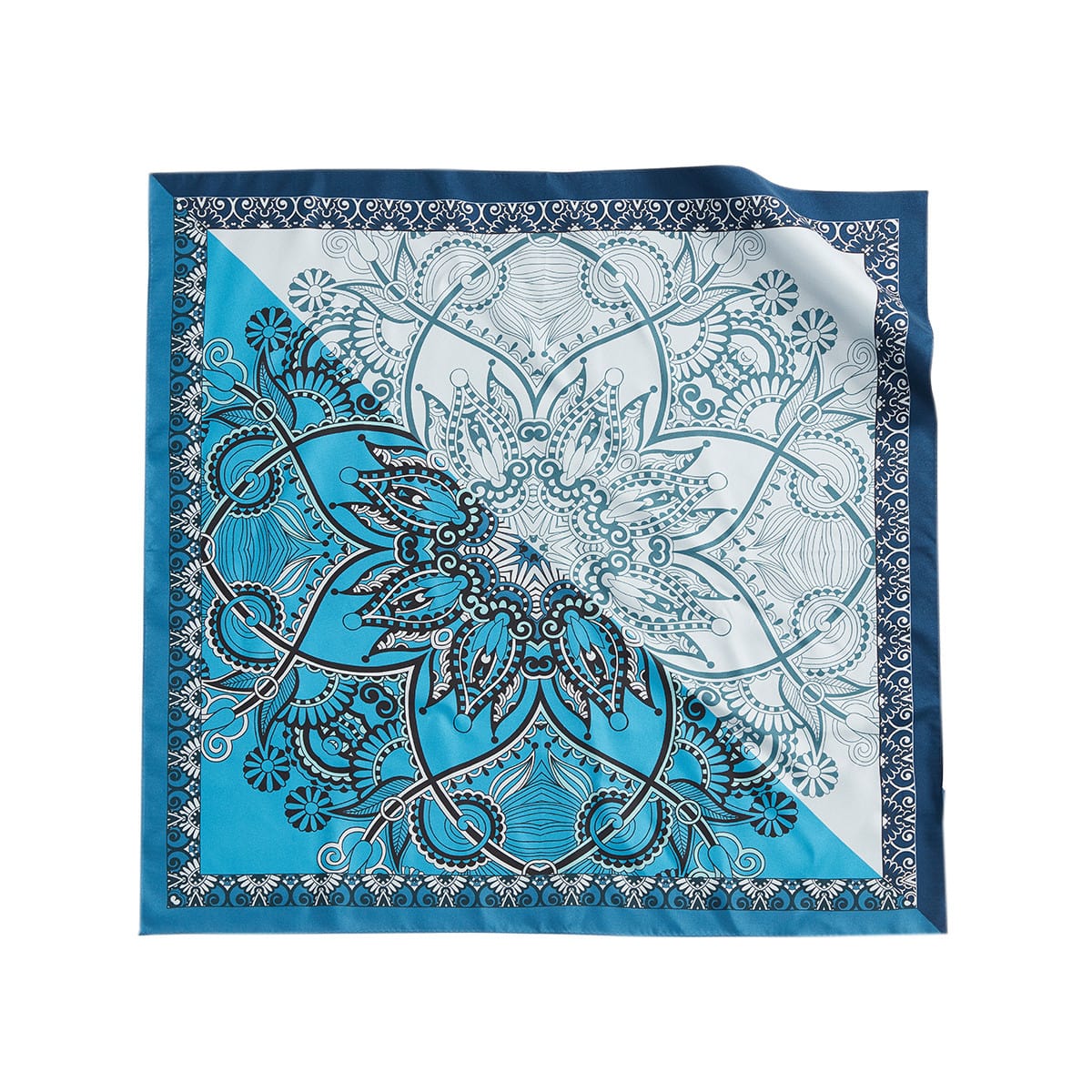 100% Mulberry Silk Scarf Neck Silk Scarf Square, Dunhuang Bule