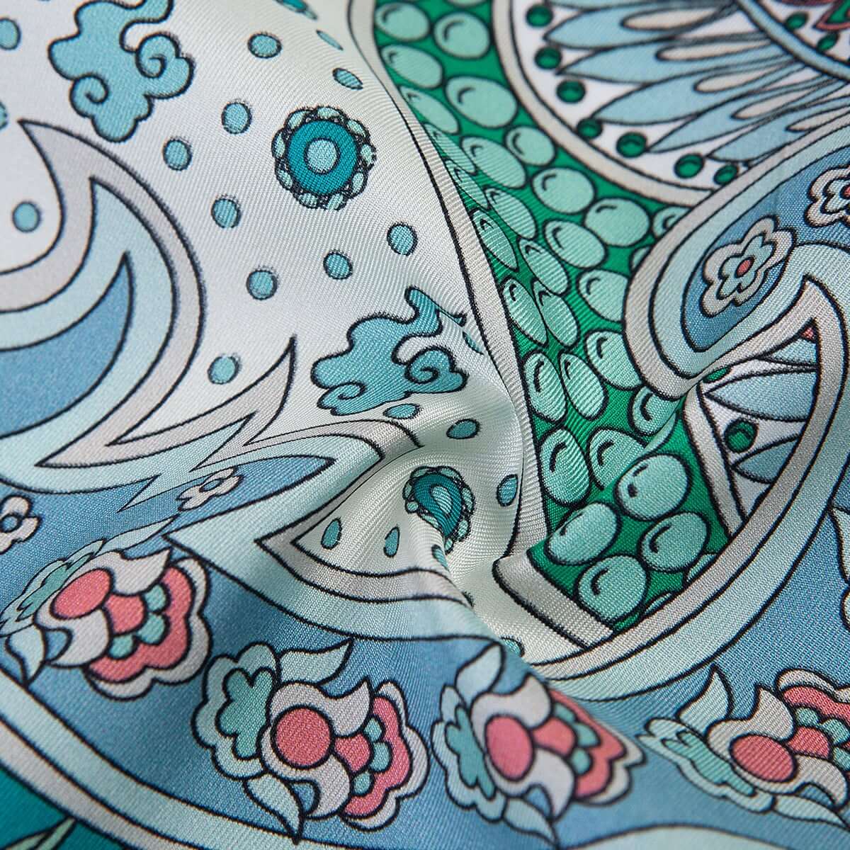 Teal Paisley Silk Scarf