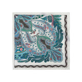Mulberry Silk Scarf Square, Paisley Fantasy Floral Turquoise