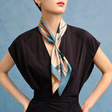 Designer Silk Scarf Neck Scarf, Blue Magnolia