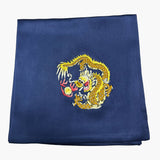 Suzhou Hand Embroidered Silk Pocket Square, Dragon Navy Blue
