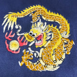 Suzhou Hand Embroidered Silk Pocket Square, Dragon Navy Blue