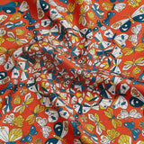 Double Sided Pure Mulberry Silk Scarf Square, Butterfly Orange