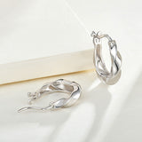 Threaded Silver Hoop Earrings