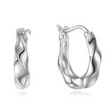 Threaded Silver Hoop Earrings