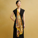 Floral Silk Scarf Square 105, Morning Dew