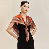Designer Silk Scarf Large Square 105, Floral Imprint