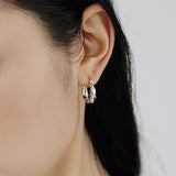 Threaded Silver Hoop Earrings